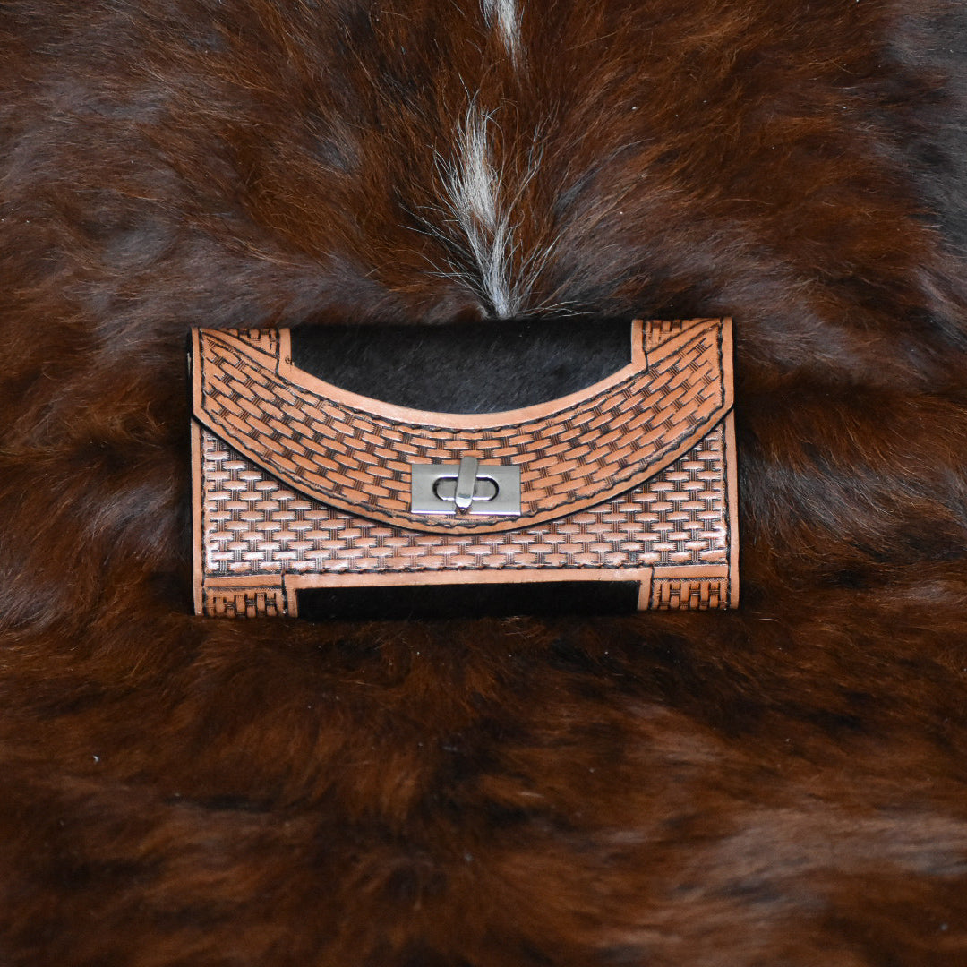 hand stamped ladies leather wallet