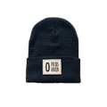 Black beanie with a patch displaying '0 Fucks Given' on a white background