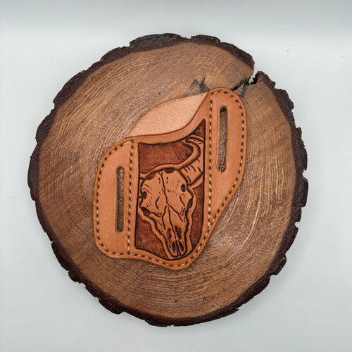 Leather Knife Sheath - Bison Skull - Prairie Buffalo