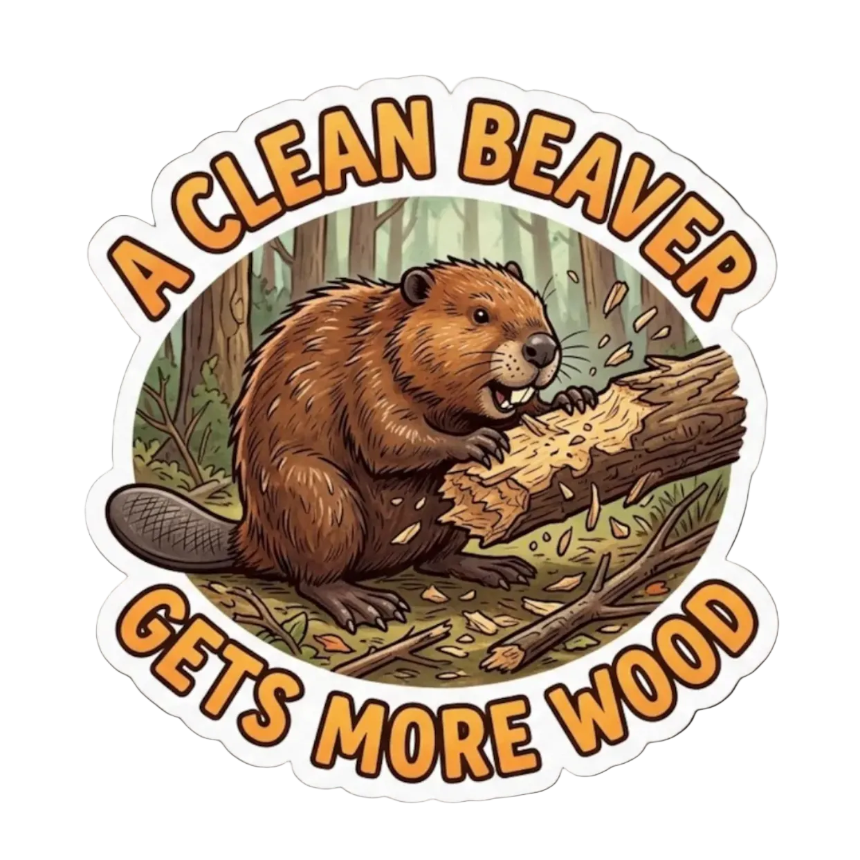 A Clean Beaver Gets More Wood Sticker