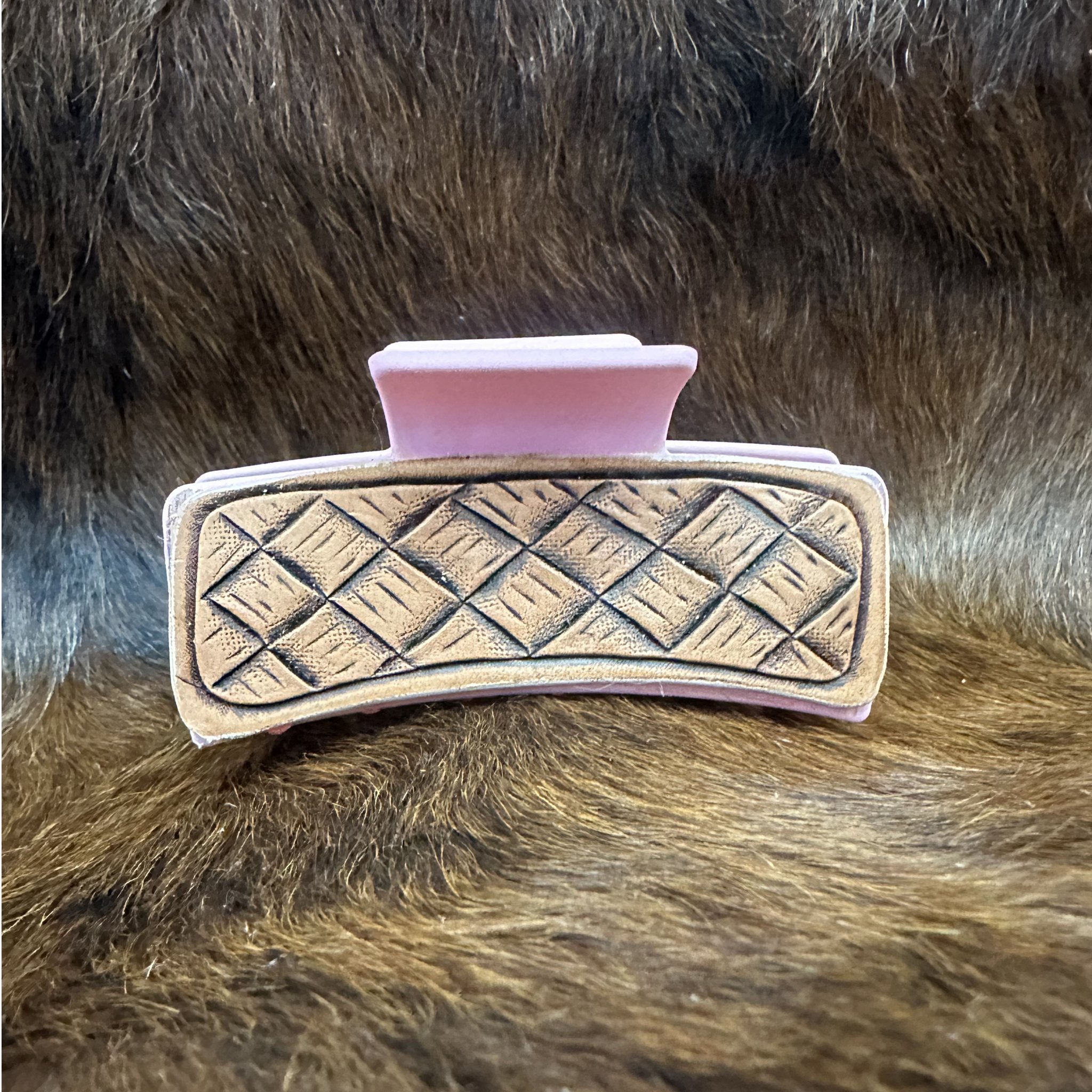 Basketweave Leather Claw Clip - Prairie Buffalo
