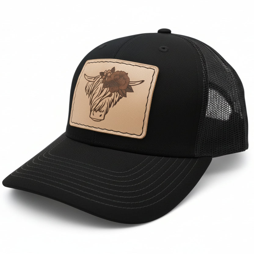 Highland Cow with Flowers Hat - Prairie Buffalo