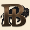 Bronze letter 'PB' with a buffalo design on a transparent background