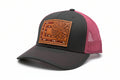 Pink Aztec Sunflower Tooled Leather Hat - Prairie Buffalo