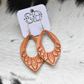 Hand Tooled Leather Earrings - Prairie Buffalo