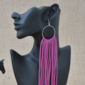 Leather Fringe Earrings - Fuchsia - Prairie Buffalo