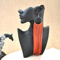 Leather Fringe Earrings - Vermillion Red - Prairie Buffalo