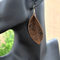 Leather Leaf Earrings Brown Paisley - Prairie Buffalo