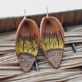 Leather Leaf Earrings Hand Tooled Sunflower - Prairie Buffalo